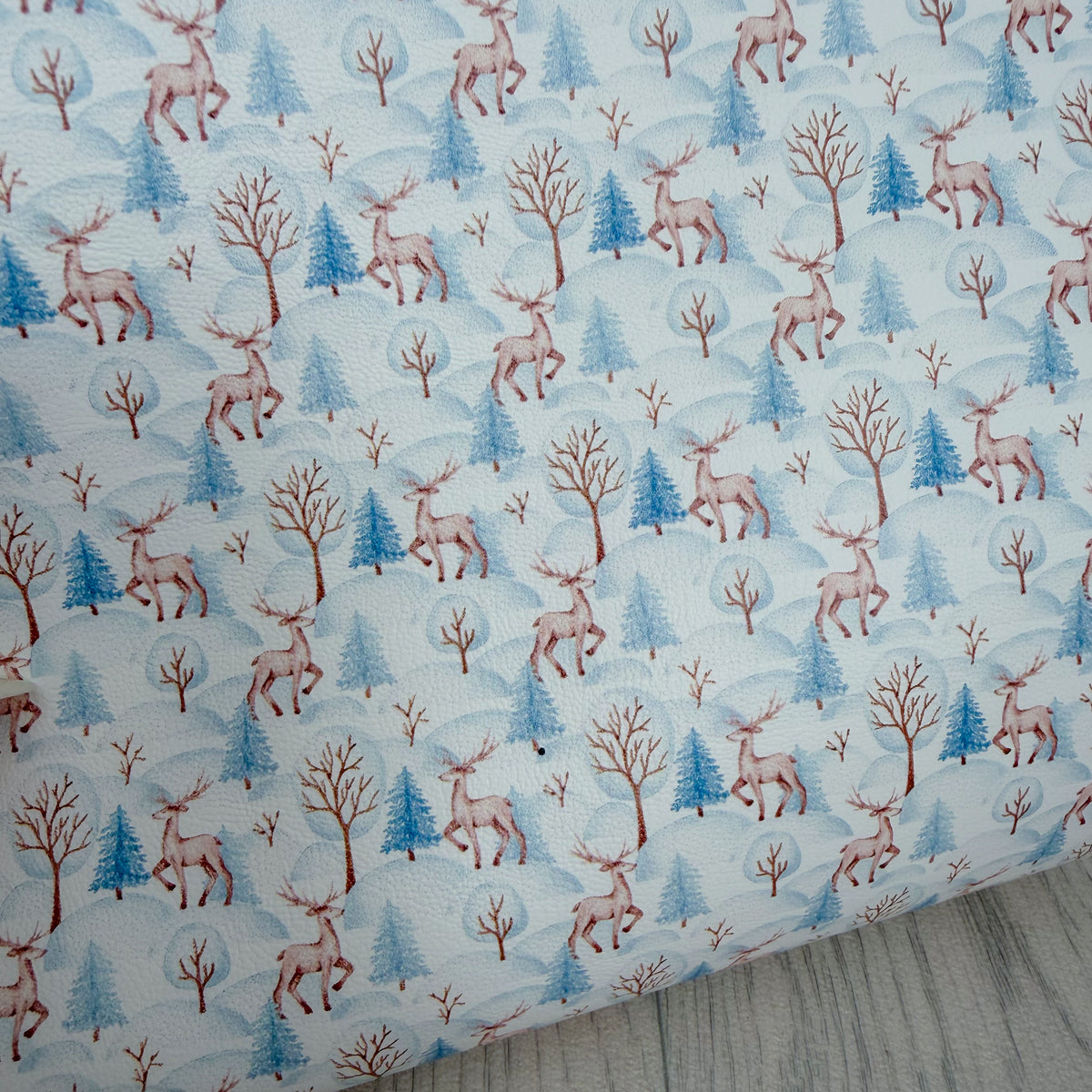Blue Deer Forest Faux Leather Sheet