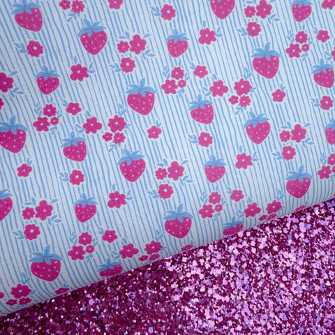 Duo Strawberry Stripy Blue Duo Glitter & Leather Sheets