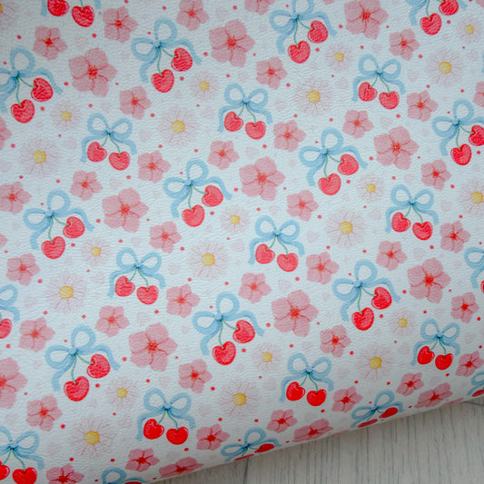 Cherry Blossom Blooms Faux Leather