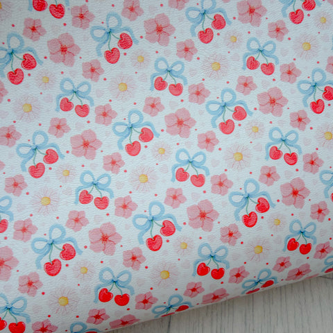 Cherry Blossom Blooms Faux Leather