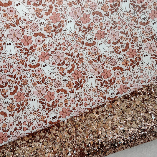 Meadow Floral Ghosts Faux Leather Glitter Duo