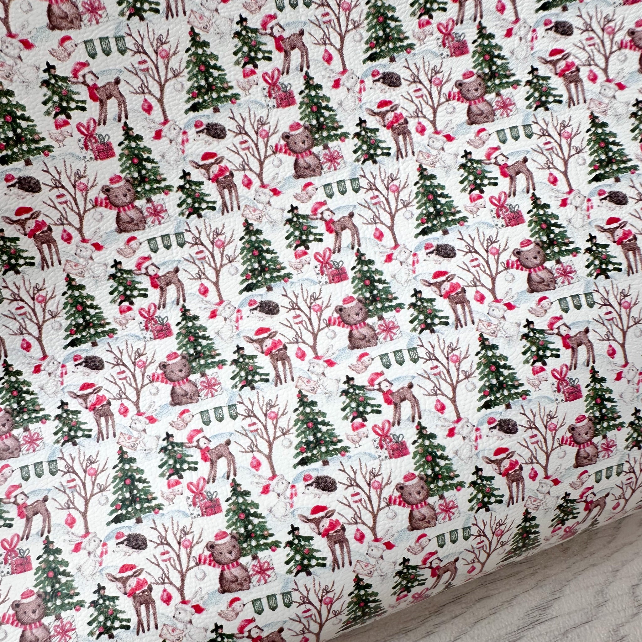 Snowy Christmas Animals Leatherette