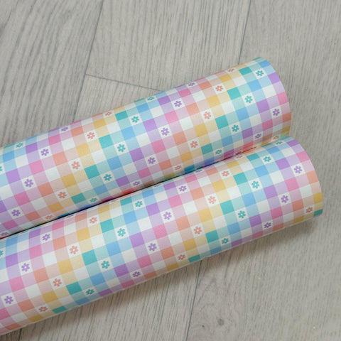 Rainbow Daisy Check Leatherette