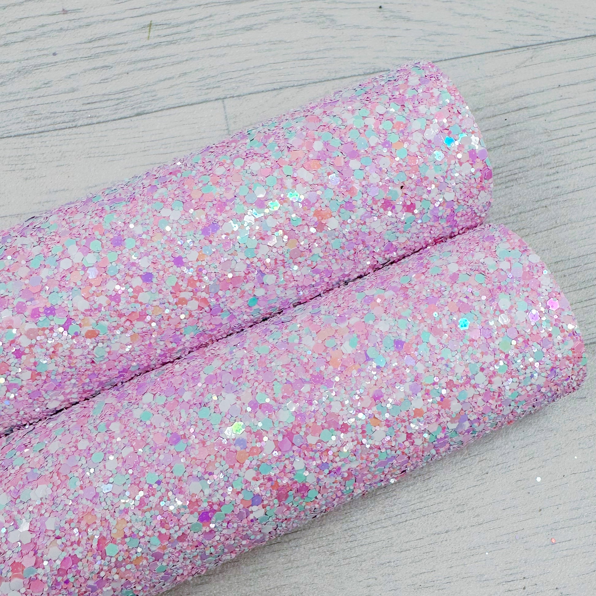 Pastel rainbow chunky glitter fabric a4 sheet 