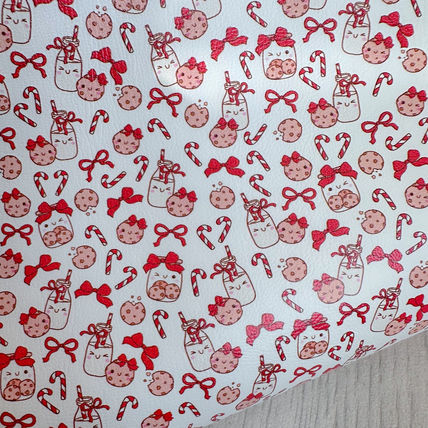 Bow Cookies & Milk Red Leatherette