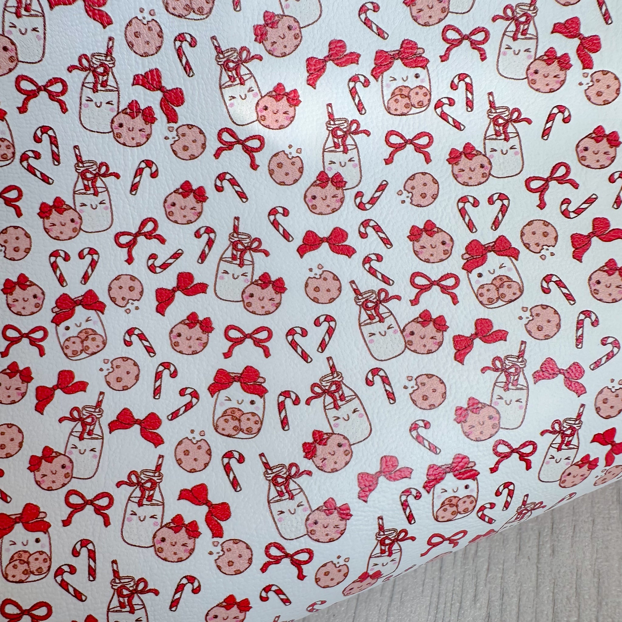 Bow Cookies & Milk Red Leatherette