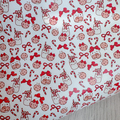 Bow Cookies & Milk Red Leatherette