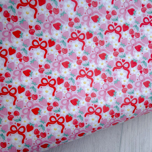 Coquette Bow Berries Faux Leather Sheet
