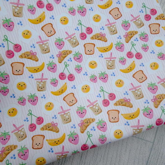 Pink Stripe Breakfast Besties Faux Leather Sheet