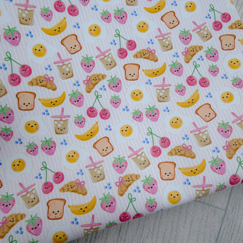 Pink Stripe Breakfast Besties Faux Leather Sheet