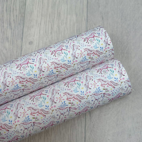 Floral Unicorn Fields Leatherette