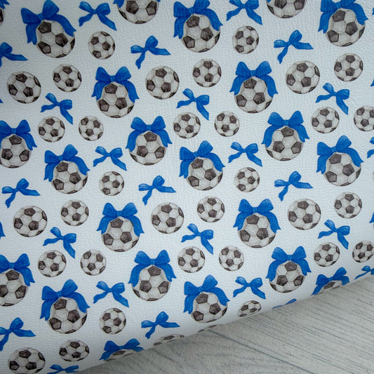 Blue Football Bows Faux Leather Sheet