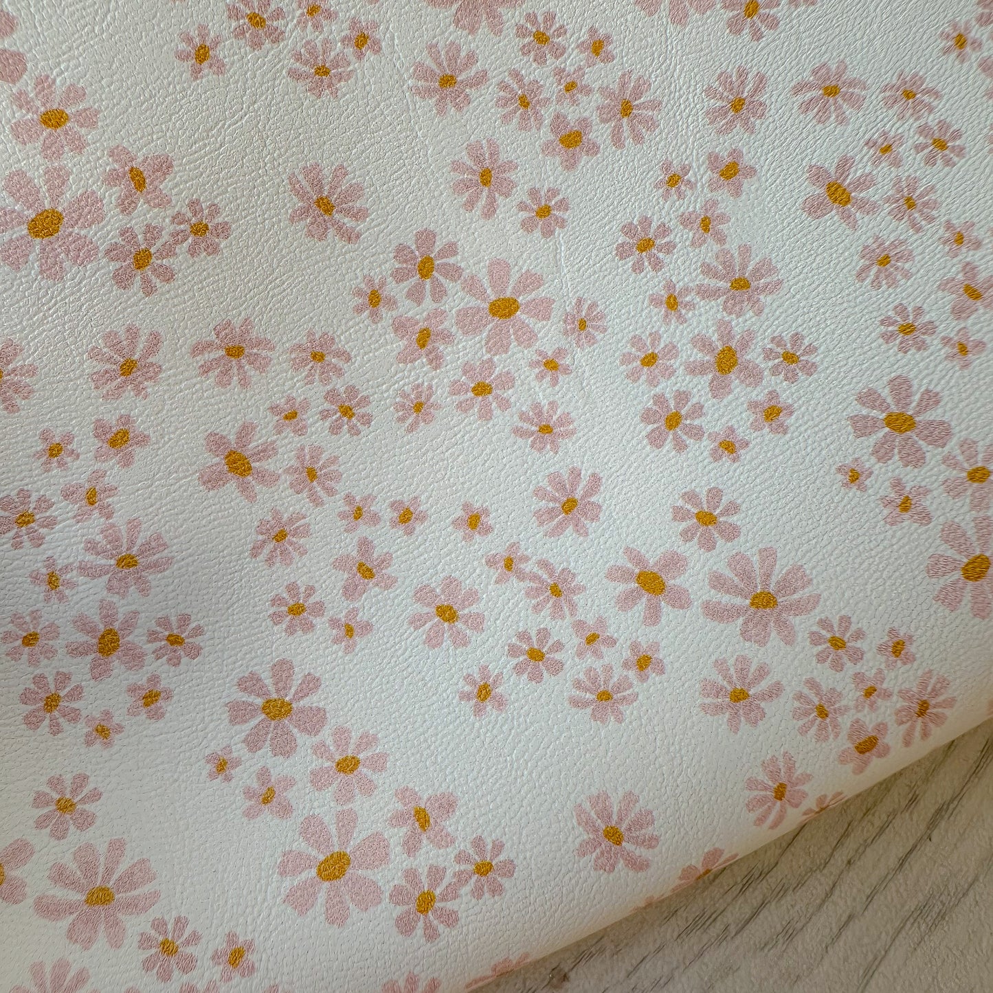 Pink Daisys On White Leatherette
