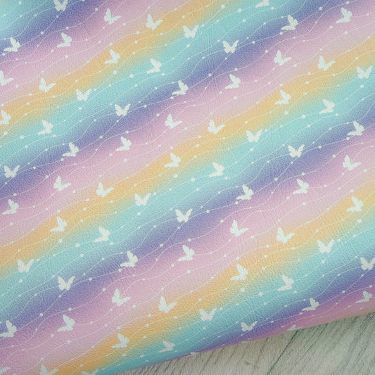 Rainbow Butterfly Faux Leather Sheet