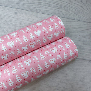 Pink & White Festive Icons Leatherette
