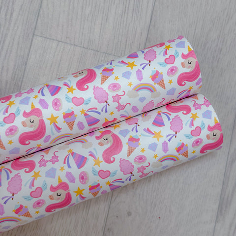 Unicorn Party White Leatherette