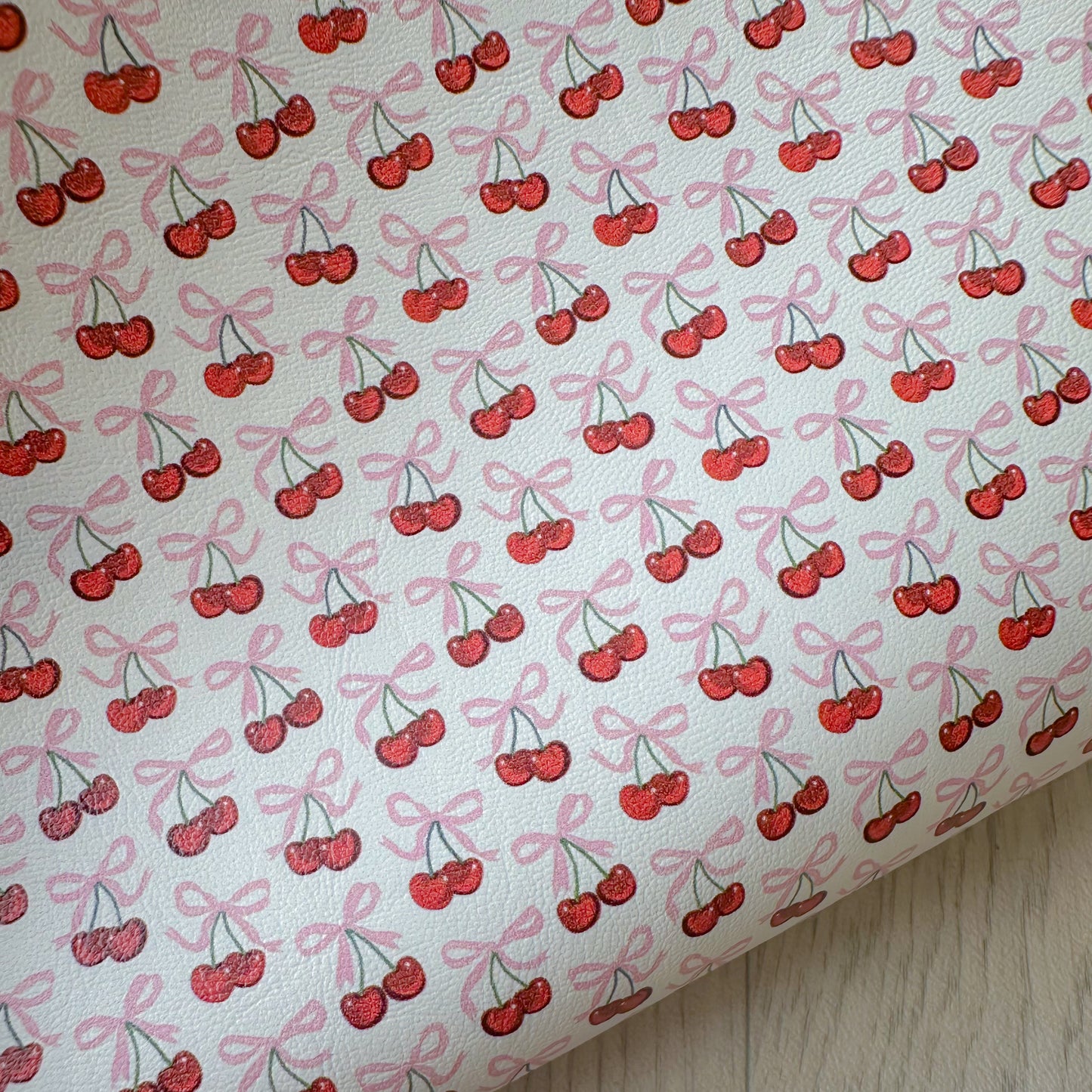 Pink Bow Cherries Leatherette