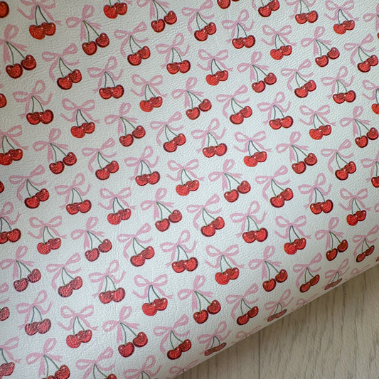 Pink Bow Cherries Leatherette