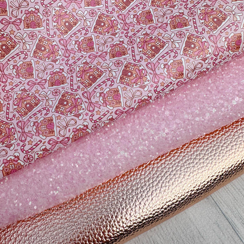 Pink Bow & Gingerbread Glitter Trio