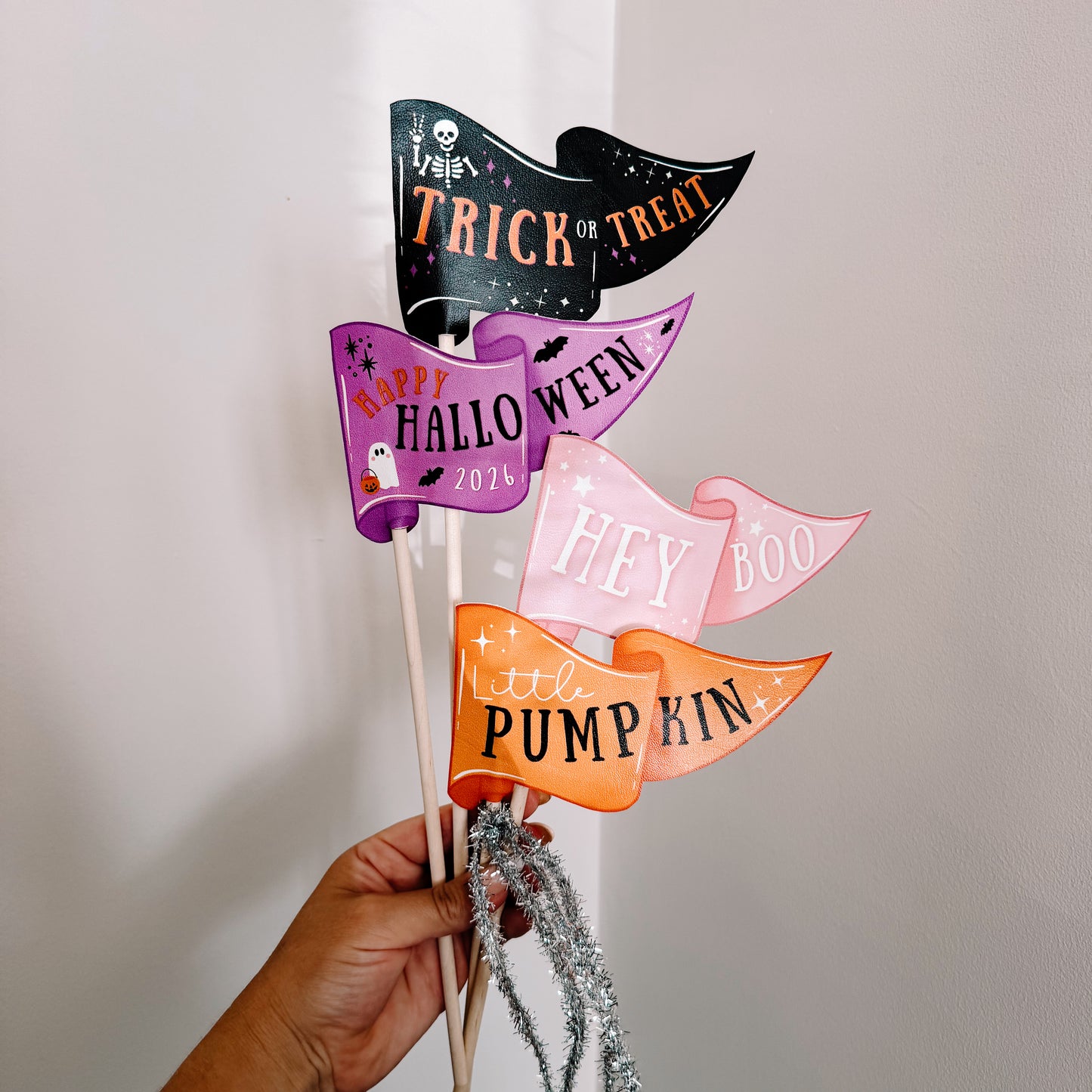 Halloween DIY Cut Out Flags Leatherette Sheet