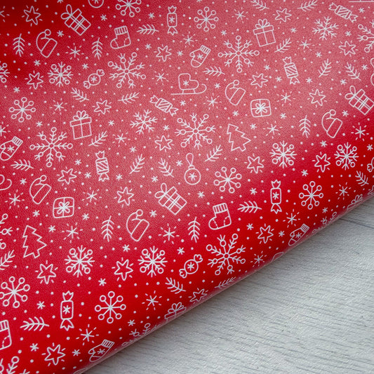 A4 Christmas Printed Faux Leather Sheet