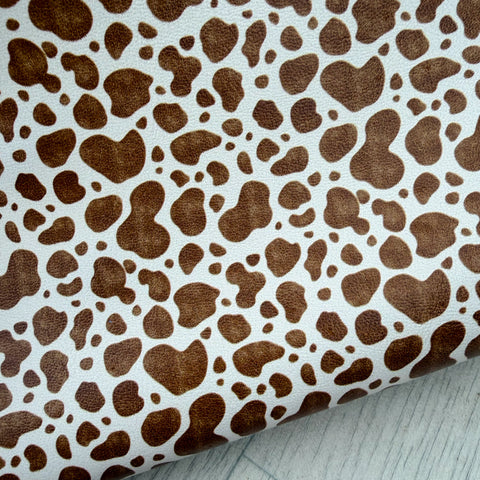 Dark Brown Cow Print Leatherette