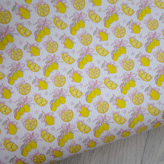 Pink Lemon Bows Faux Leather Sheet