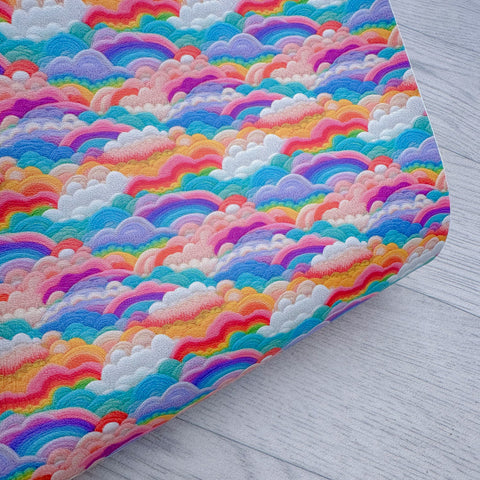 Embroidery Clouds of Rainbows Leatherette