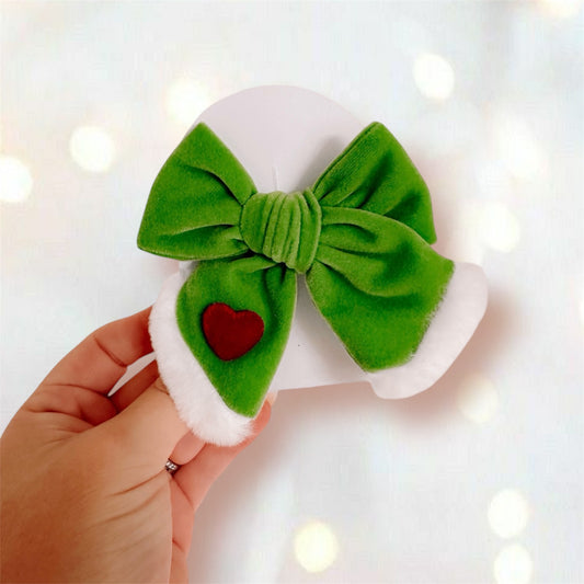 Pre-MadeGrinchmas Velvet & Fur Bow Strips