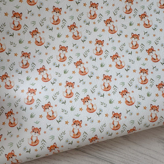Sweet Floral Foxes Leatherette
