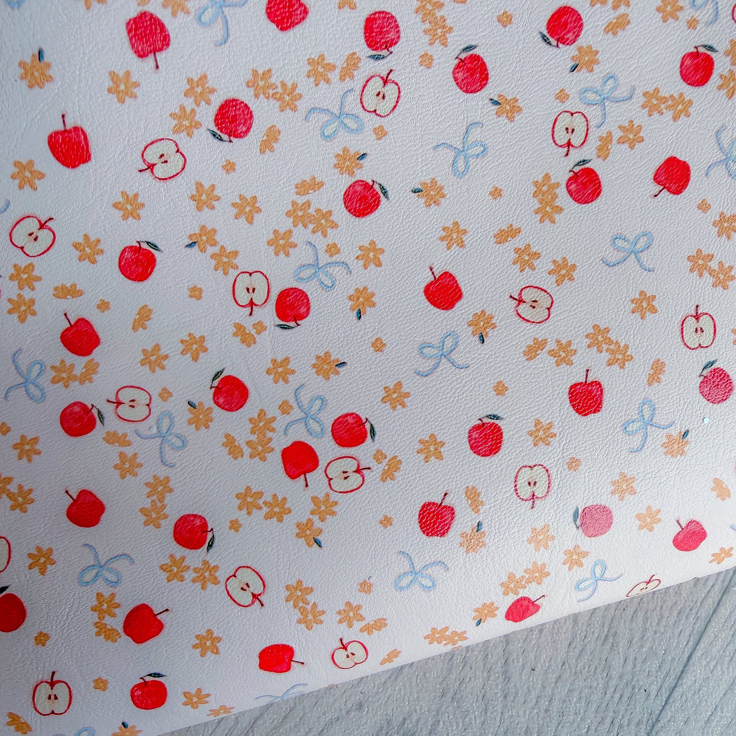 Floral Bow Apple Faux Leather Sheet