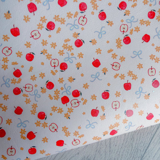 Floral Bow Apple Faux Leather Sheet