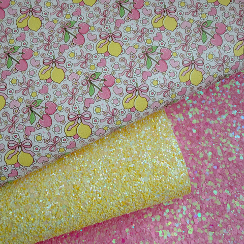 Trio Lemons & Cherries Glitter & Leather Sheets