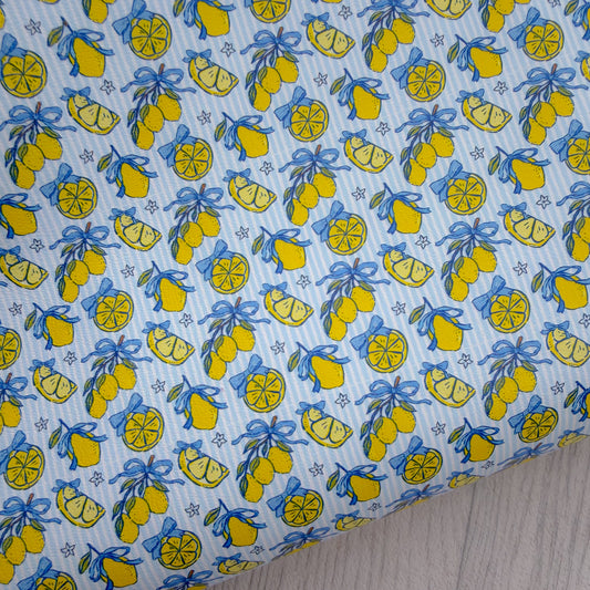 Blue Lemon Bows Faux Leather Sheet