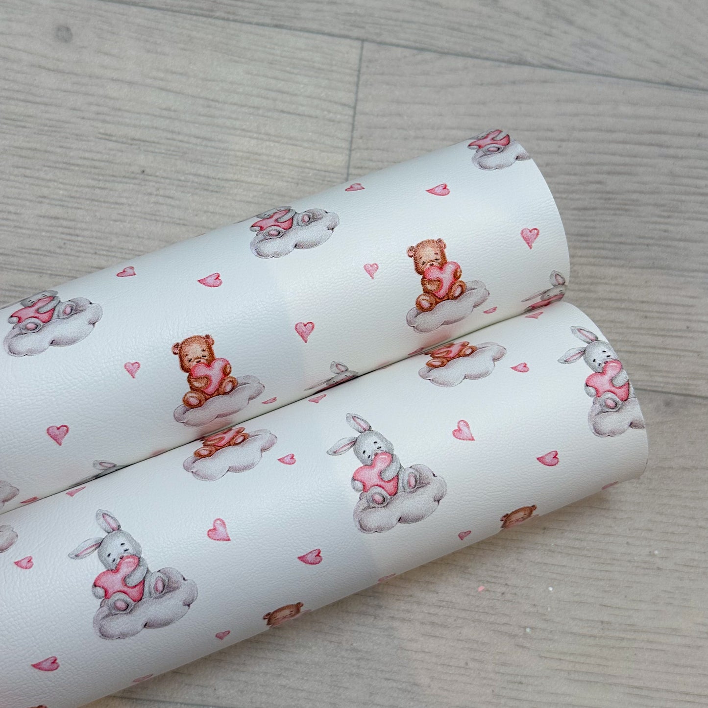 Heart Bunnys & Bears On Clouds Leatherette
