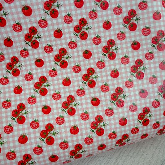 Tomato Gingham Leatherette
