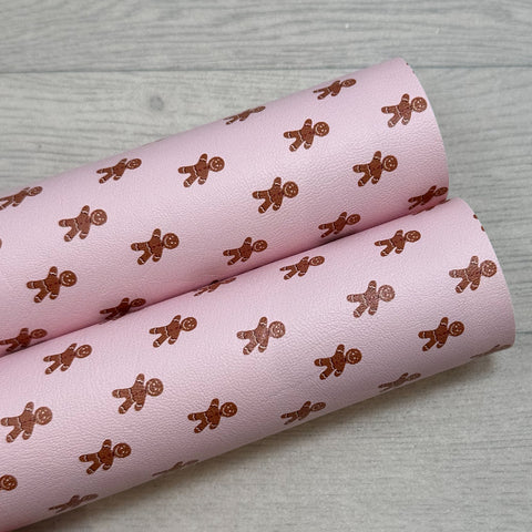 Gingerbread Men Pink Leatherette
