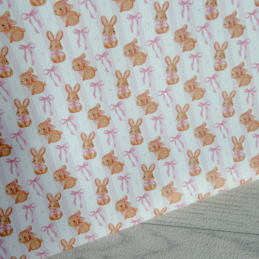 Pink Bow Bunnies Leatherette