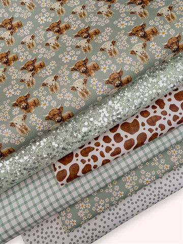 Huxley Highland Cow Sage Leatherette