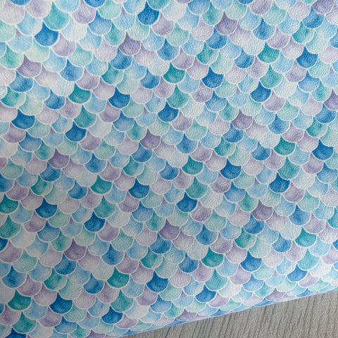 Watercolour Scales Blue Faux Leather