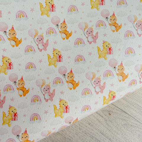 Birthday Dinosaur Yellow Leatherette