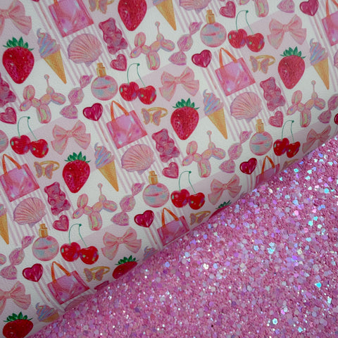Pink Girly Pop Duo Glitters & Leather Sheets