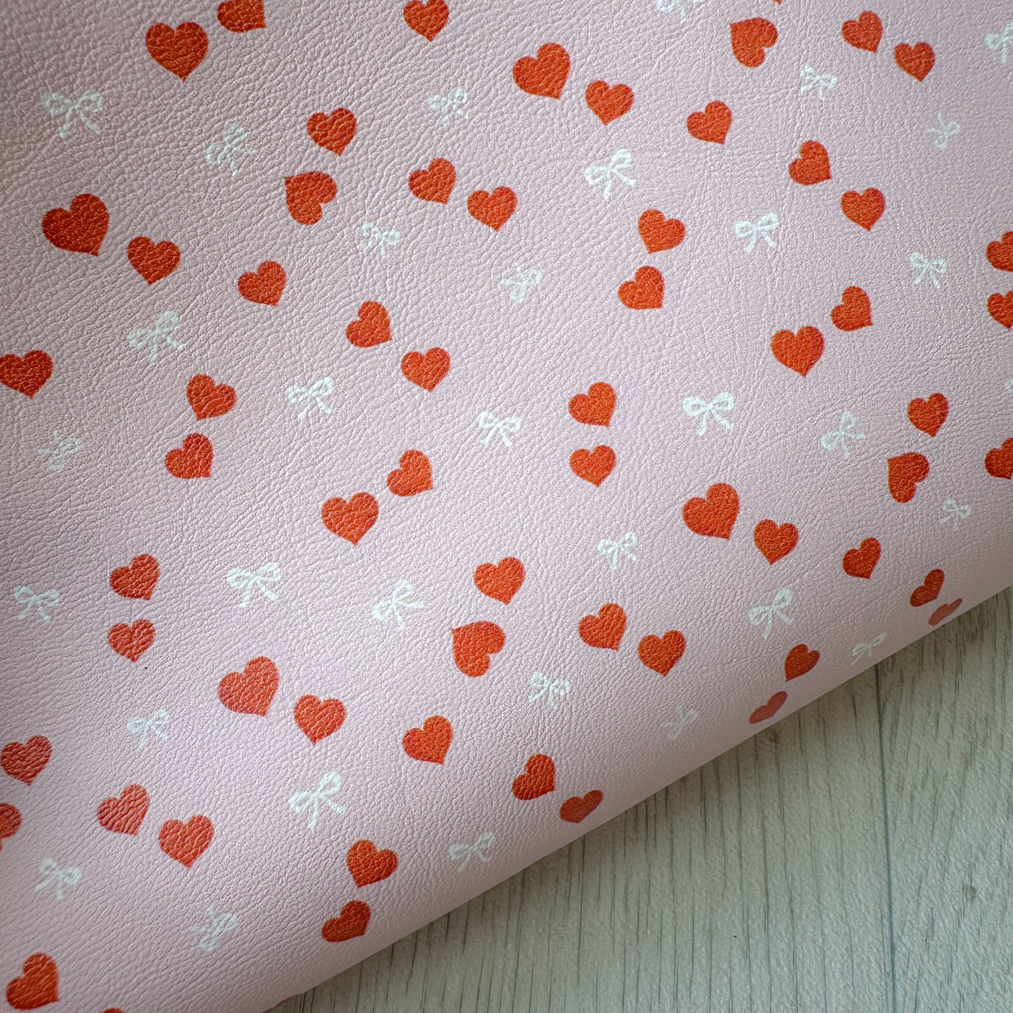 Red Hearts & White Bows Leatherette