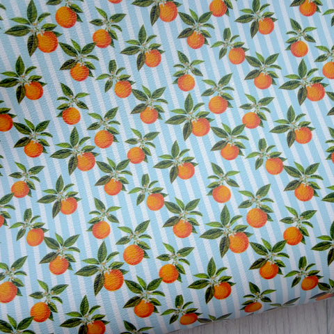 Orange Baby Blue Stripes Faux Leather