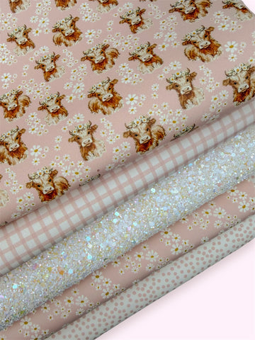 Hattie Highland Cow Blush Leatherette