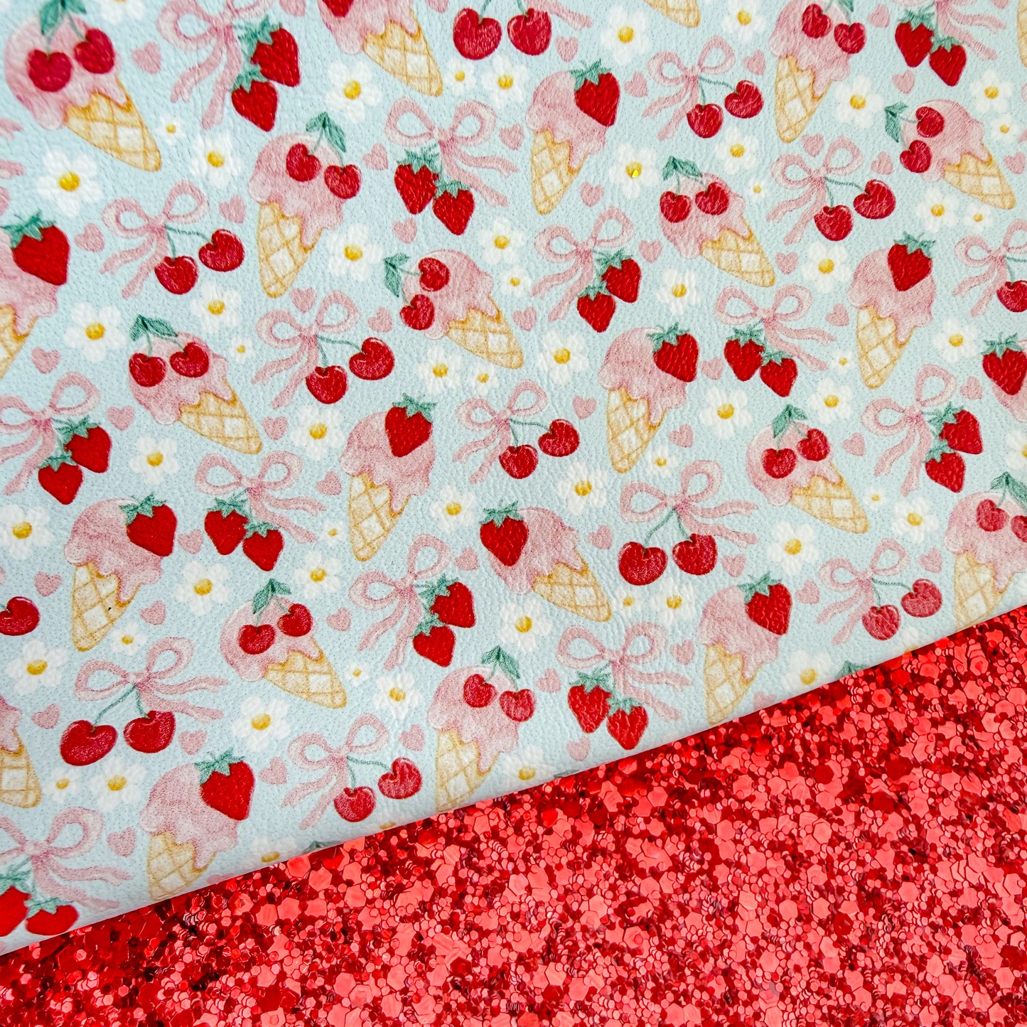 Duo Summer Strawberry Ice-cream Glitter & Leather Sheets