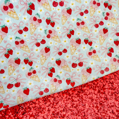 Duo Summer Strawberry Ice-cream Glitter & Leather Sheets