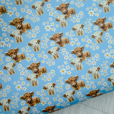 Heidi Highland Cow Blue Leatherette