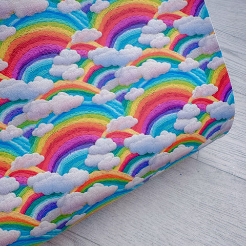 Embroidery Rainbow & Clouds Leatherette