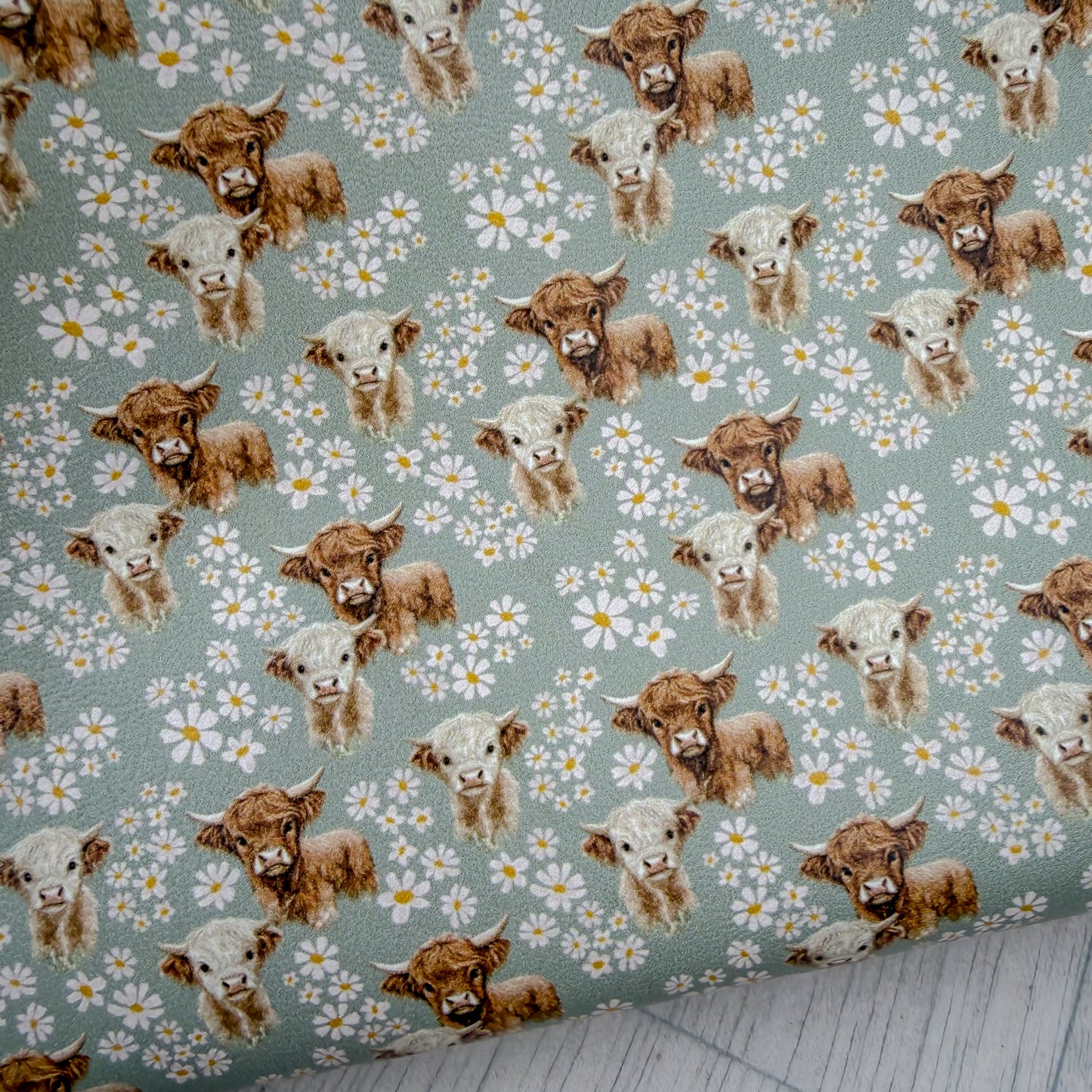 Huxley Highland Cow Sage Leatherette